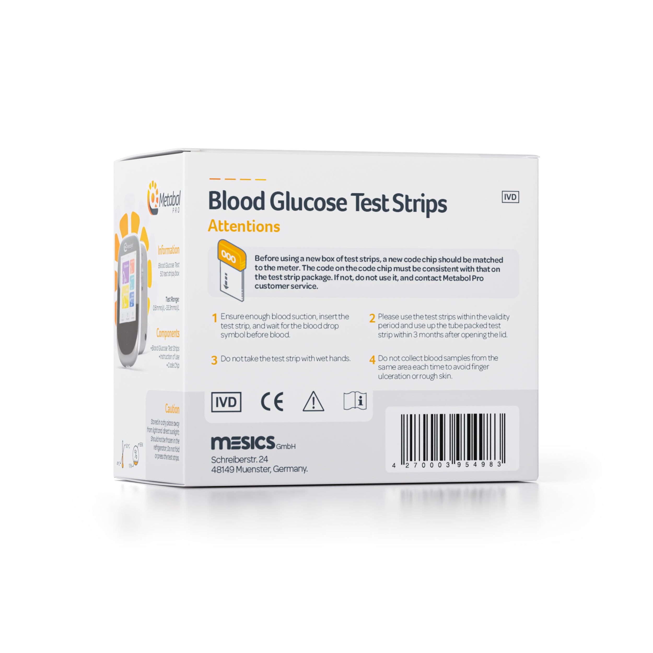 Glucose Test Strips (50 Pieces per Box)