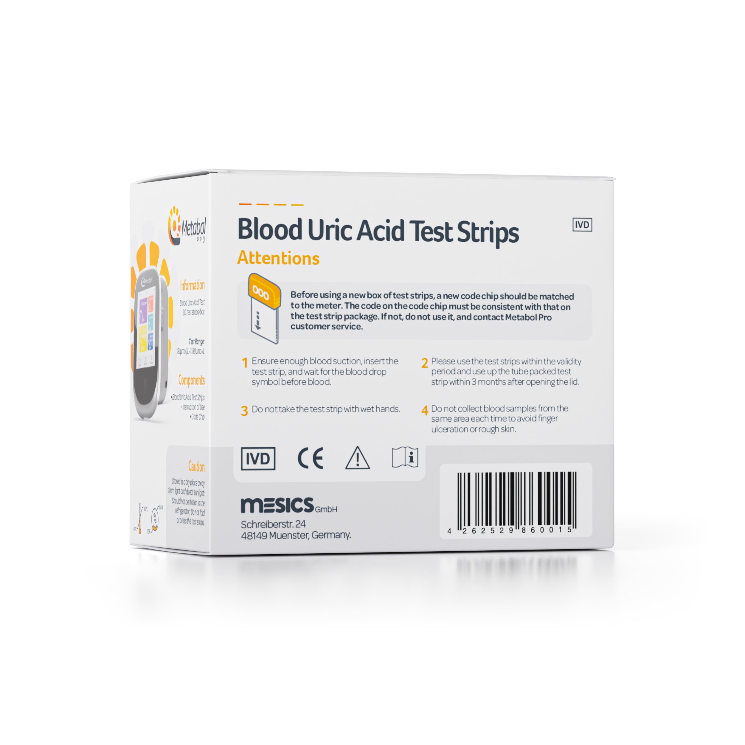 Uric Acid Teststrips (50 Pieces per Box)